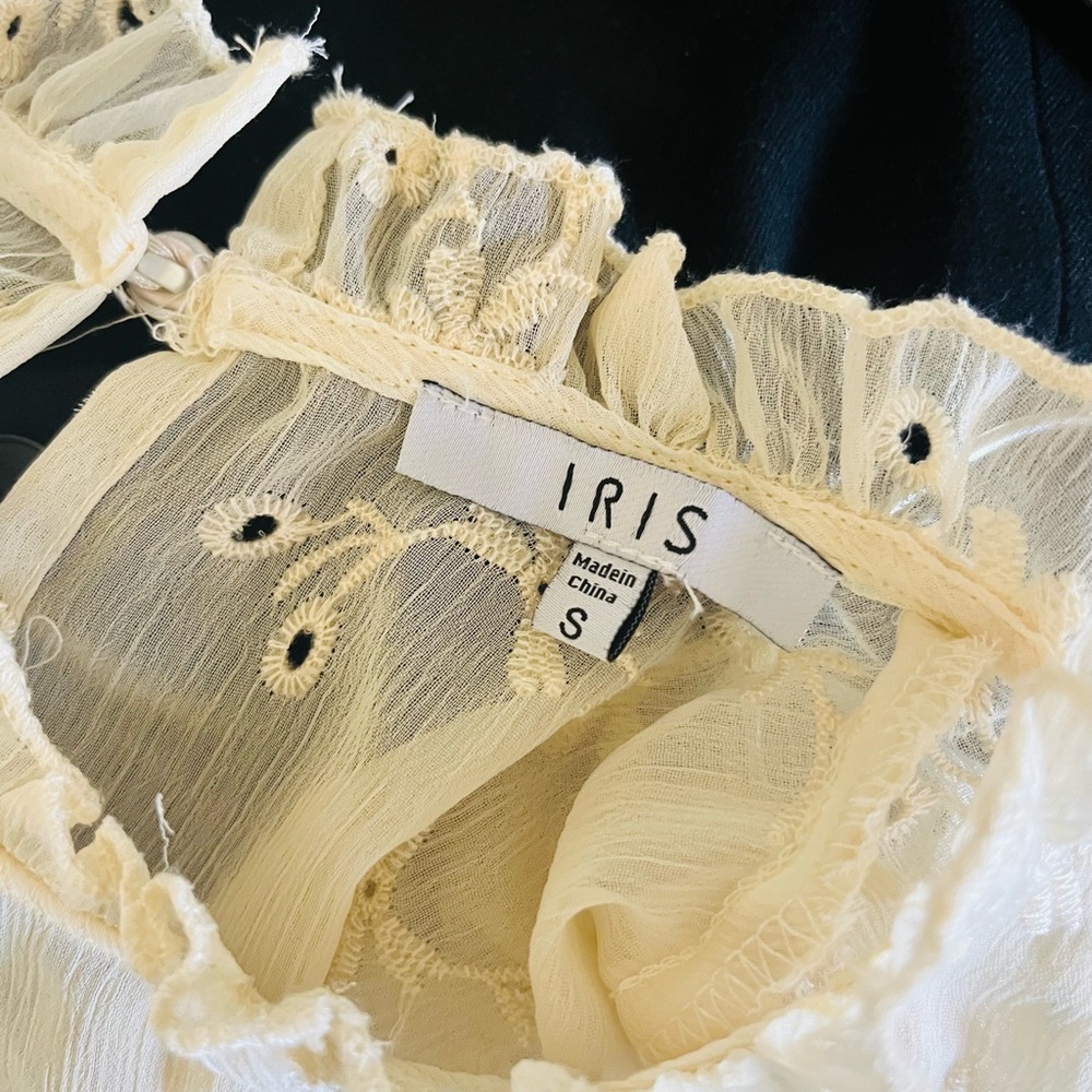 iris Ivory Sheer Ruffle Embroidered Blouse - Picture 4 of 6